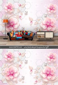 طرح لایه باز کاغذ دیواری گل
